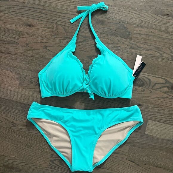 Victorias Secret Swim Capri Ruffle Bikini top Removable Push Up & Bottom 38C  XL - Picture 5 of 5